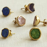 Gold Plate Emerald Studs - Afghanistan