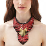 Red Beaded Collar Necklace - Swaziland