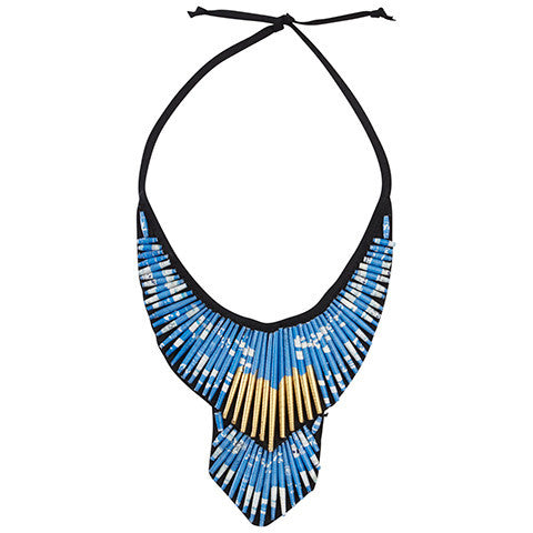 Blue Beaded Collar Necklace - Swaziland