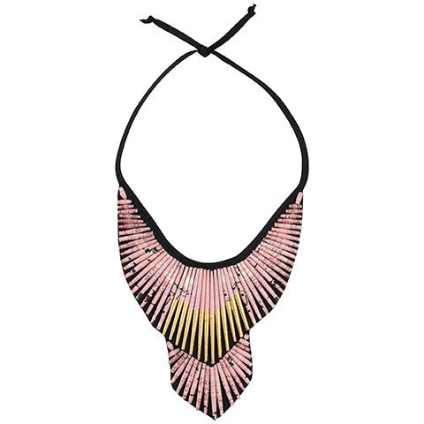 Pink Beaded Collar Necklace - Swaziland