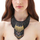 Black Beaded Collar Necklace - Swaziland