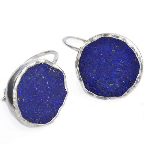 Silver Lapis Lazuli Drop Earrings - Afghanistan