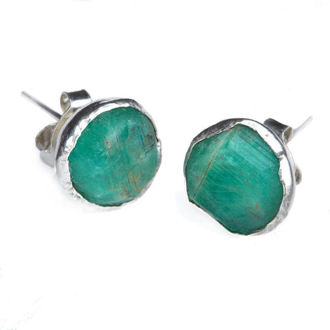 Silver Emerald Studs - Afghanistan